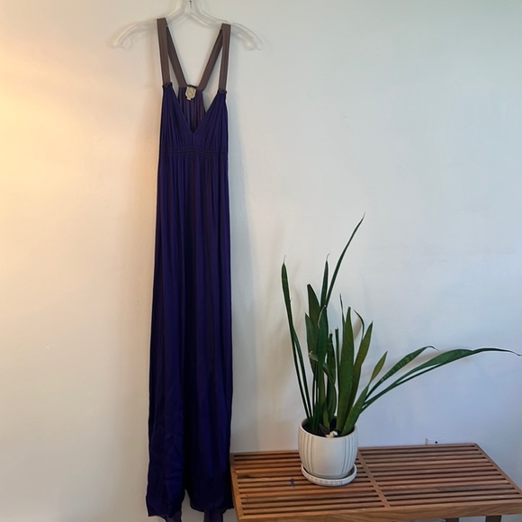 Purple silky rayon cotton maxi dress - size M - Tea and Honey - Picture 1 of 4